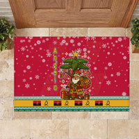 Angola Christmas Rubber Doormat with Santa, Gifts, and National Flag Map Motif - Wonder Print Shop