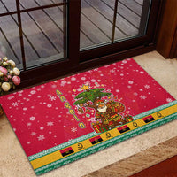 Angola Christmas Rubber Doormat with Santa, Gifts, and National Flag Map Motif - Wonder Print Shop