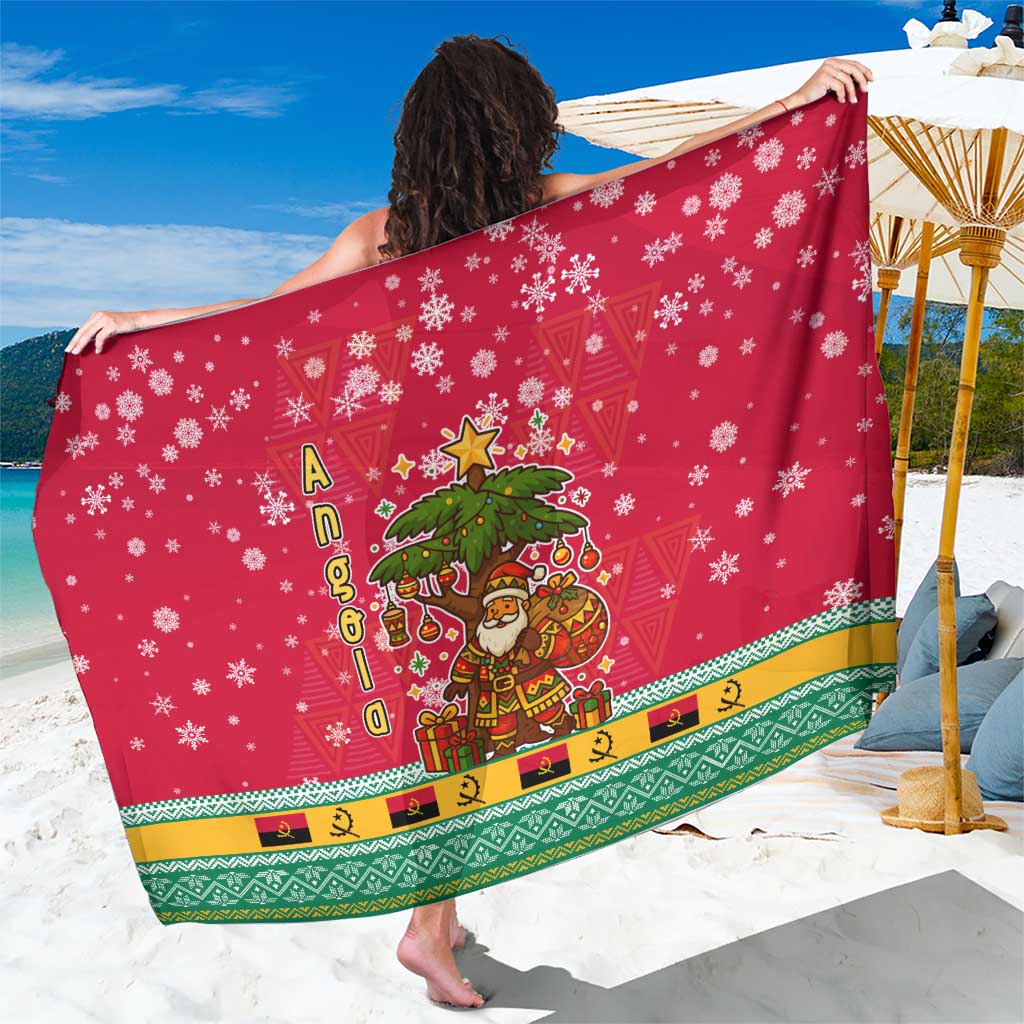 Angola Christmas Sarong with Santa, Gifts, and National Flag Map Motif - Wonder Print Shop