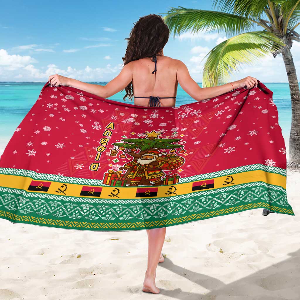 Angola Christmas Sarong with Santa, Gifts, and National Flag Map Motif - Wonder Print Shop