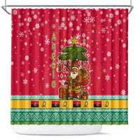 Angola Christmas Shower Curtain with Santa, Gifts, and National Flag Map Motif - Wonder Print Shop