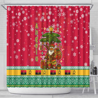 Angola Christmas Shower Curtain with Santa, Gifts, and National Flag Map Motif - Wonder Print Shop