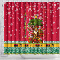 Angola Christmas Shower Curtain with Santa, Gifts, and National Flag Map Motif - Wonder Print Shop