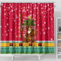 Angola Christmas Shower Curtain with Santa, Gifts, and National Flag Map Motif - Wonder Print Shop