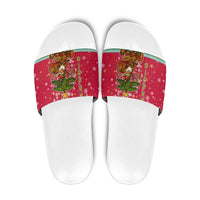 Angola Christmas Slide Sandals with Santa, Gifts, and National Flag Map Motif - Wonder Print Shop