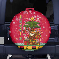 Angola Christmas Spare Tire Cover with Santa, Gifts, and National Flag Map Motif - Wonder Print Shop
