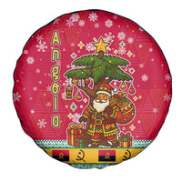 Angola Christmas Spare Tire Cover with Santa, Gifts, and National Flag Map Motif - Wonder Print Shop