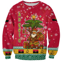 Angola Christmas Sweatshirt with Santa, Gifts, and National Flag Map Motif - Wonder Print Shop