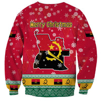 Angola Christmas Sweatshirt with Santa, Gifts, and National Flag Map Motif - Wonder Print Shop