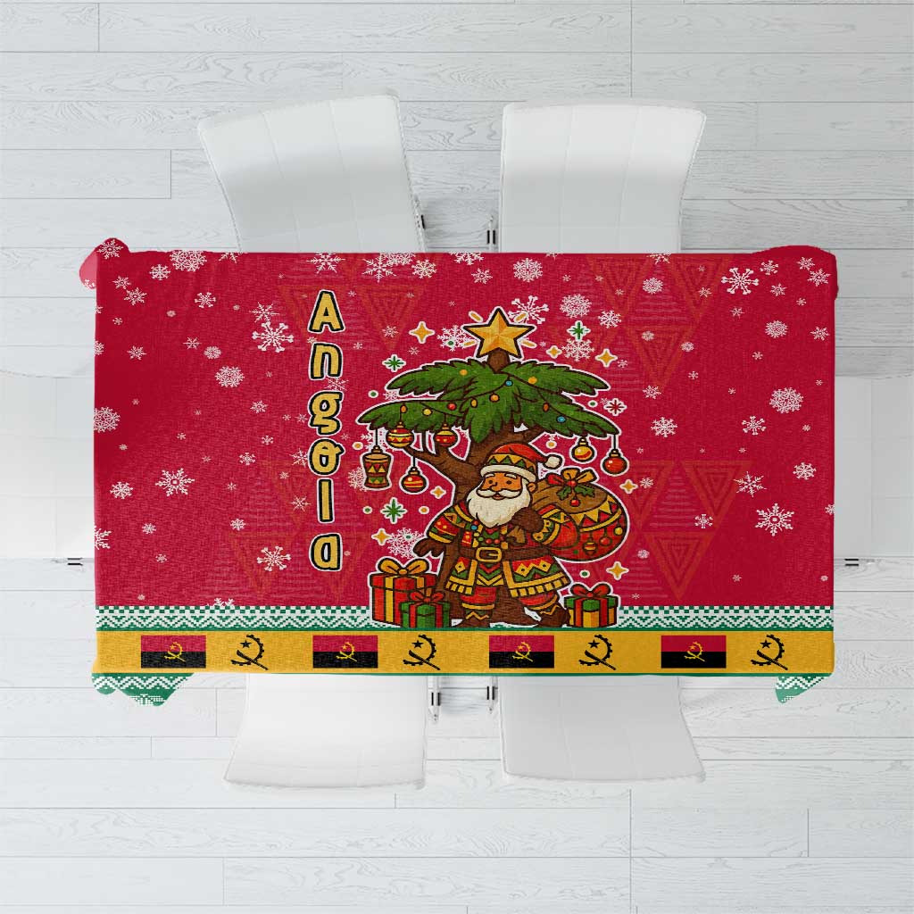 Angola Christmas Tablecloth with Santa, Gifts, and National Flag Map Motif - Wonder Print Shop