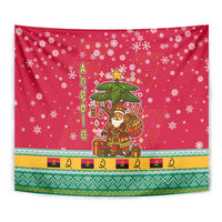 Angola Christmas Tapestry with Santa, Gifts, and National Flag Map Motif - Wonder Print Shop