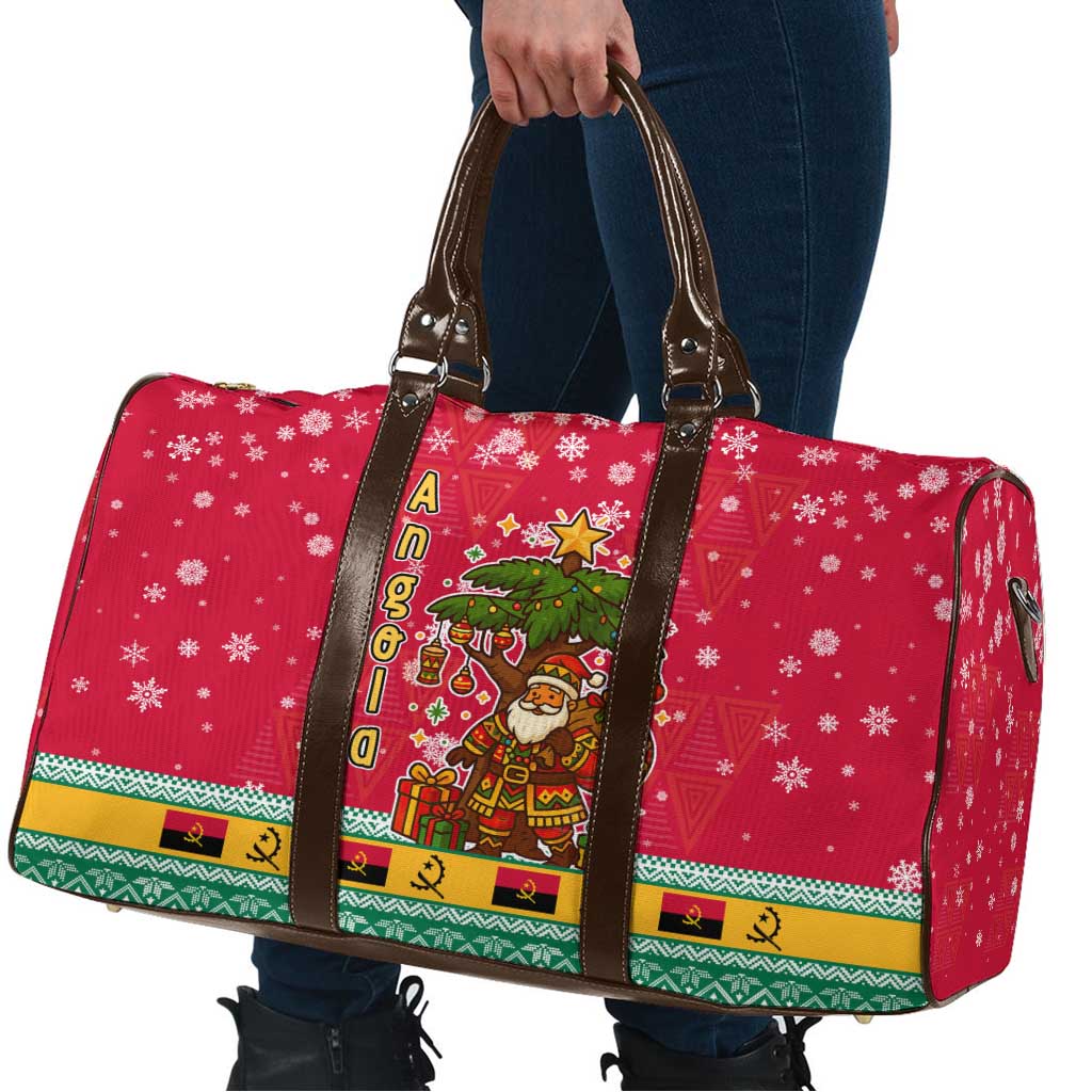 Angola Christmas Travel Bag with Santa, Gifts, and National Flag Map Motif - Wonder Print Shop