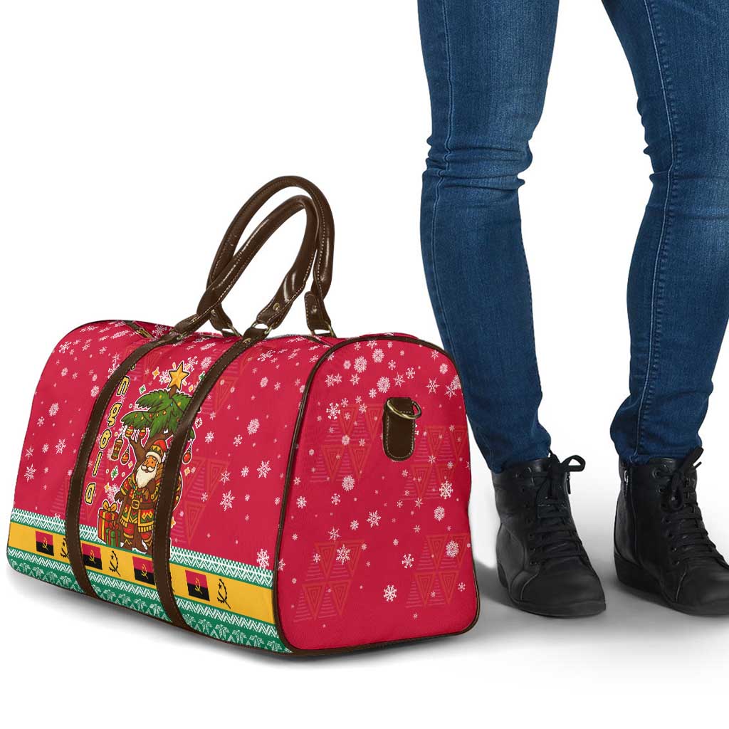 Angola Christmas Travel Bag with Santa, Gifts, and National Flag Map Motif - Wonder Print Shop