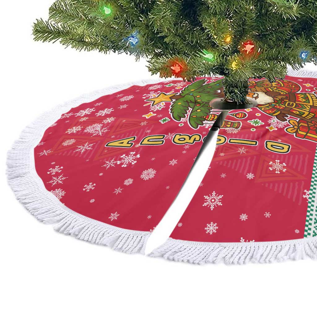 Angola Christmas Tree Skirt with Santa, Gifts, and National Flag Map Motif - Wonder Print Shop