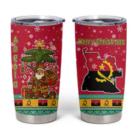Angola Christmas Tumbler Cup with Santa, Gifts, and National Flag Map Motif - Wonder Print Shop