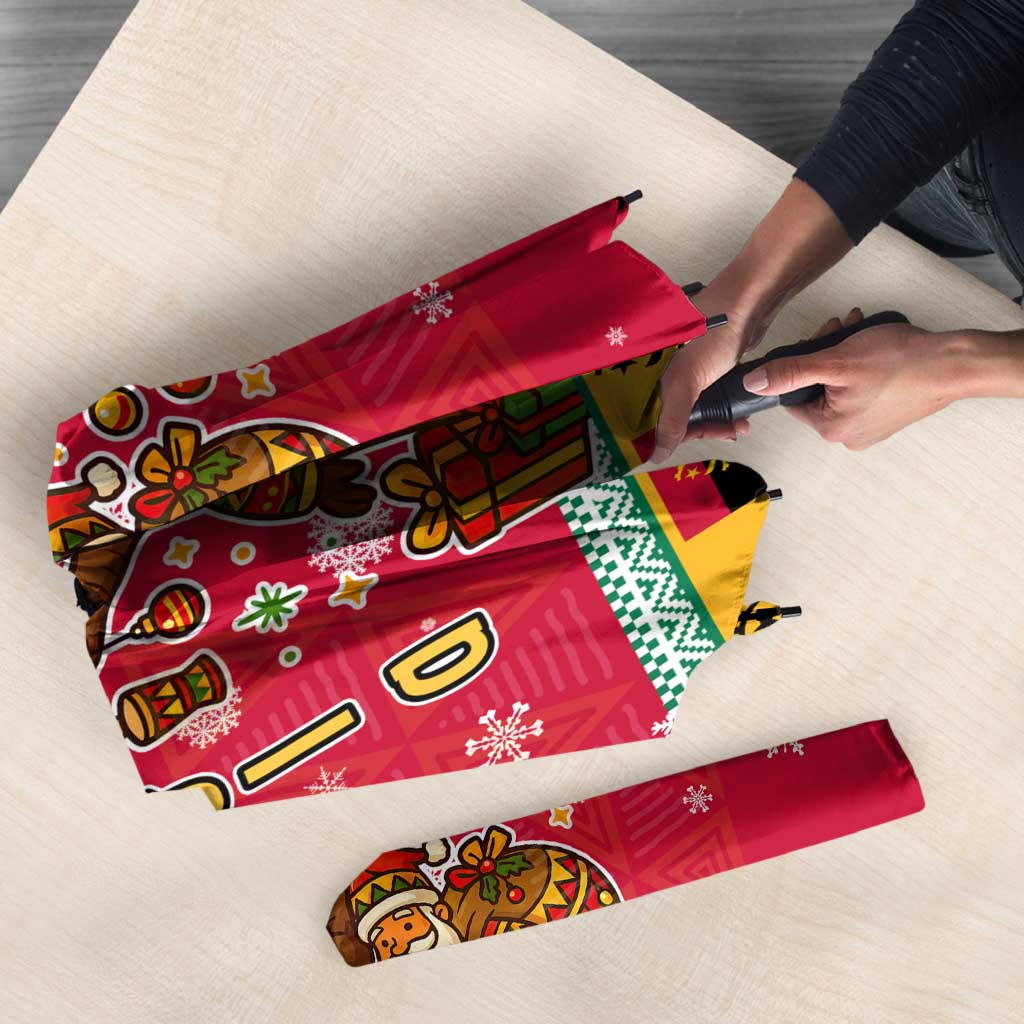 Angola Christmas Umbrella with Santa, Gifts, and National Flag Map Motif - Wonder Print Shop