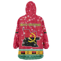 Angola Christmas Wearable Blanket Hoodie with Santa, Gifts, and National Flag Map Motif - Wonder Print Shop