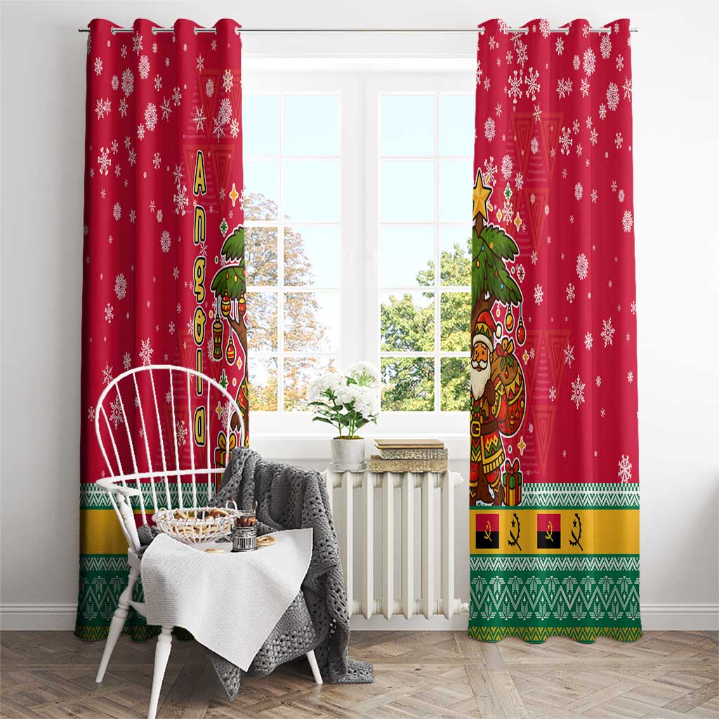 Angola Christmas Window Curtain with Santa, Gifts, and National Flag Map Motif - Wonder Print Shop
