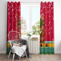 Angola Christmas Window Curtain with Santa, Gifts, and National Flag Map Motif - Wonder Print Shop
