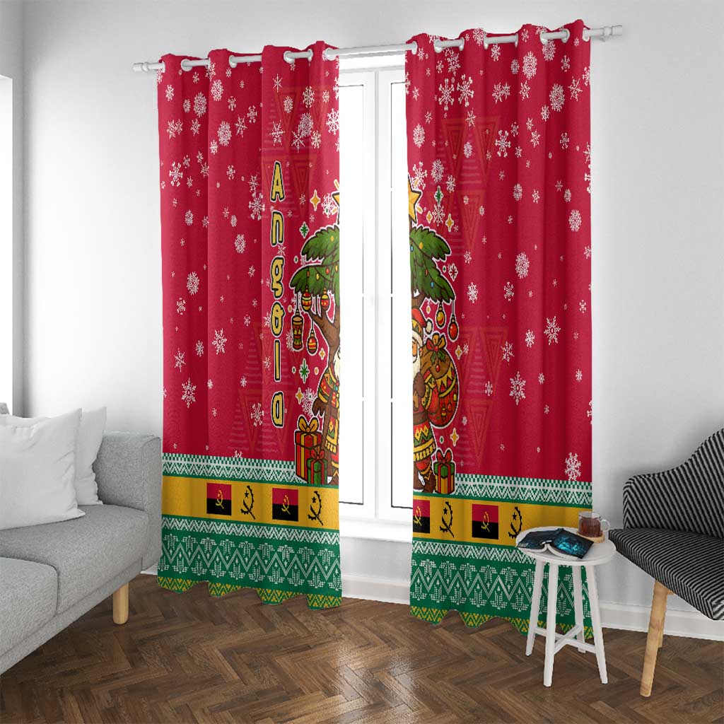 Angola Christmas Window Curtain with Santa, Gifts, and National Flag Map Motif - Wonder Print Shop