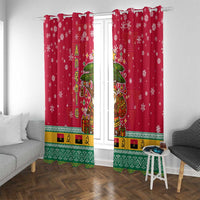 Angola Christmas Window Curtain with Santa, Gifts, and National Flag Map Motif - Wonder Print Shop