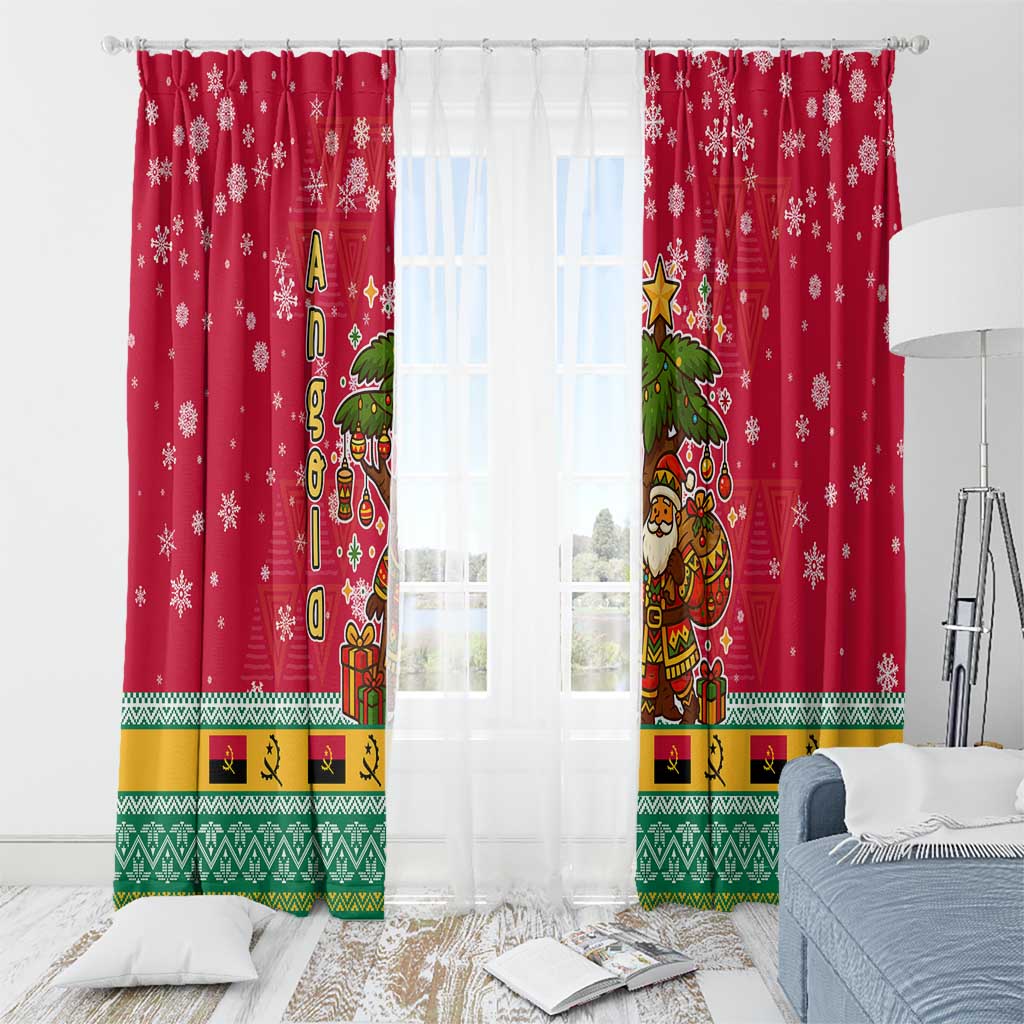 Angola Christmas Window Curtain with Santa, Gifts, and National Flag Map Motif - Wonder Print Shop