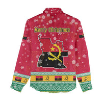 Angola Christmas Women Casual Shirt with Santa, Gifts, and National Flag Map Motif - Wonder Print Shop