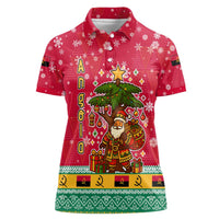 Angola Christmas Women Polo Shirt with Santa, Gifts, and National Flag Map Motif - Wonder Print Shop