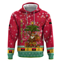Angola Christmas Zip Hoodie with Santa, Gifts, and National Flag Map Motif - Wonder Print Shop