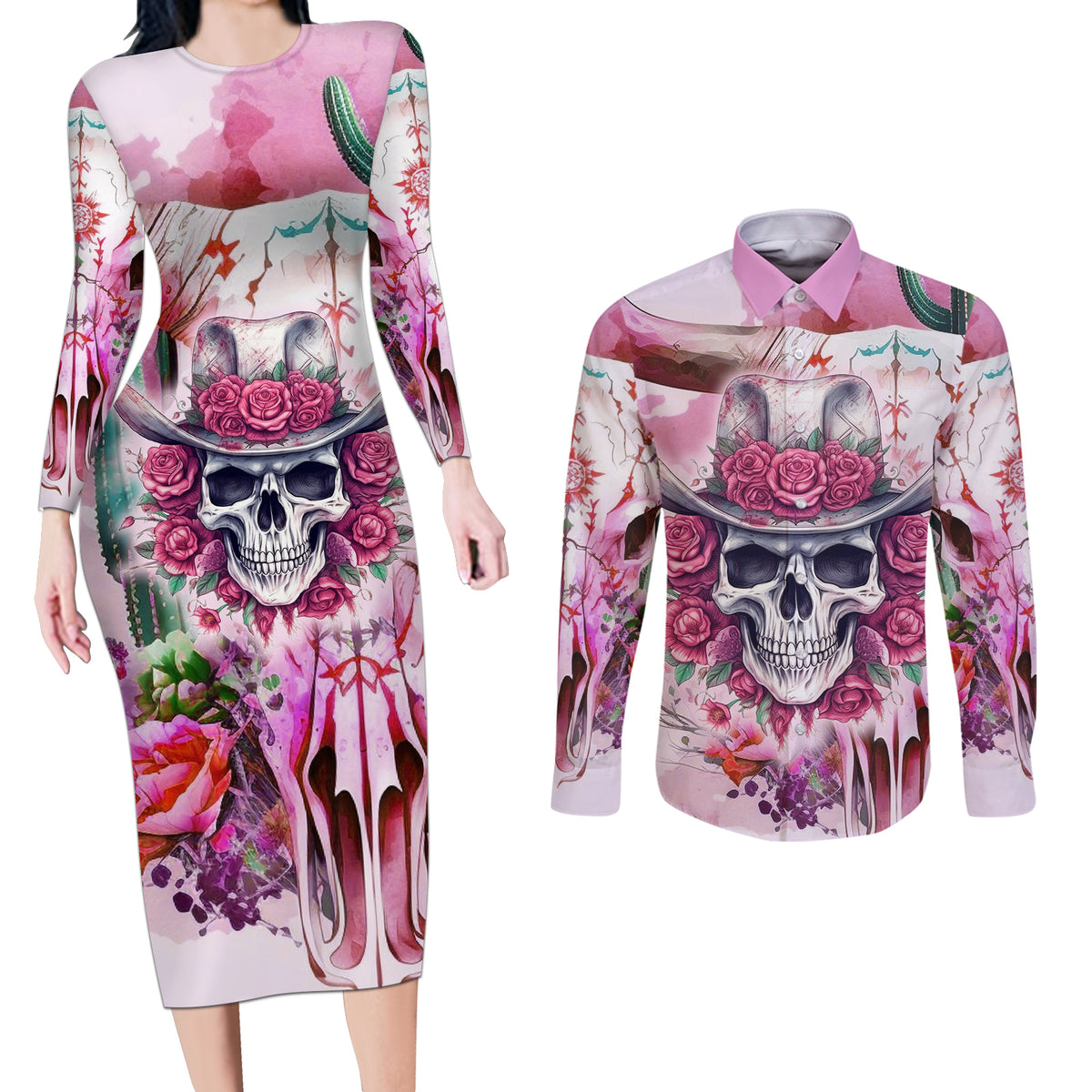 I May Not Be Perfect But At Least I Am Not Fake Skull Couples Matching Long Sleeve Bodycon Dress and Long Sleeve Button Shirts - Wonder Print Shop