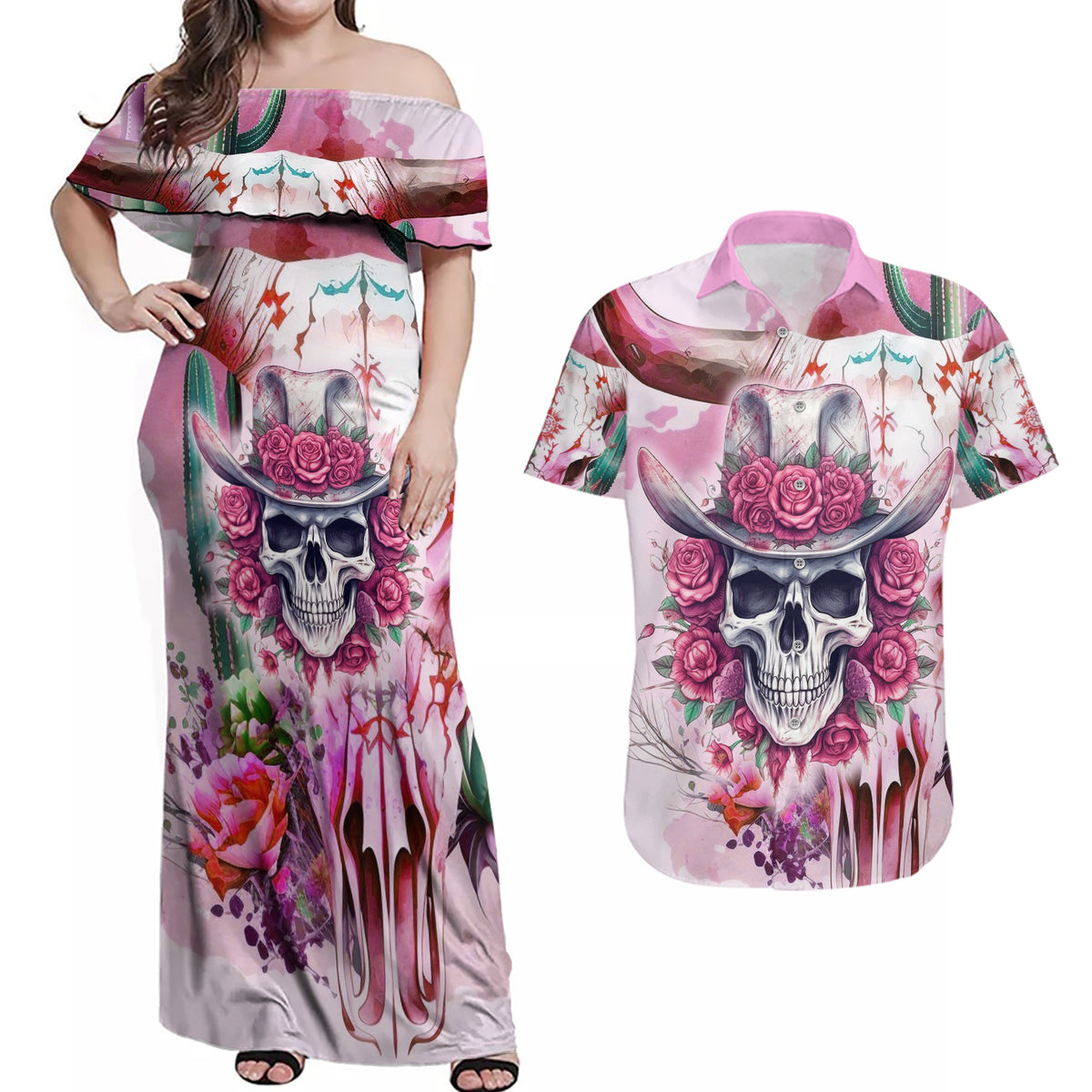 I May Not Be Perfect But At Least I Am Not Fake Skull Couples Matching Off Shoulder Maxi Dress and Hawaiian Shirt - Wonder Print Shop