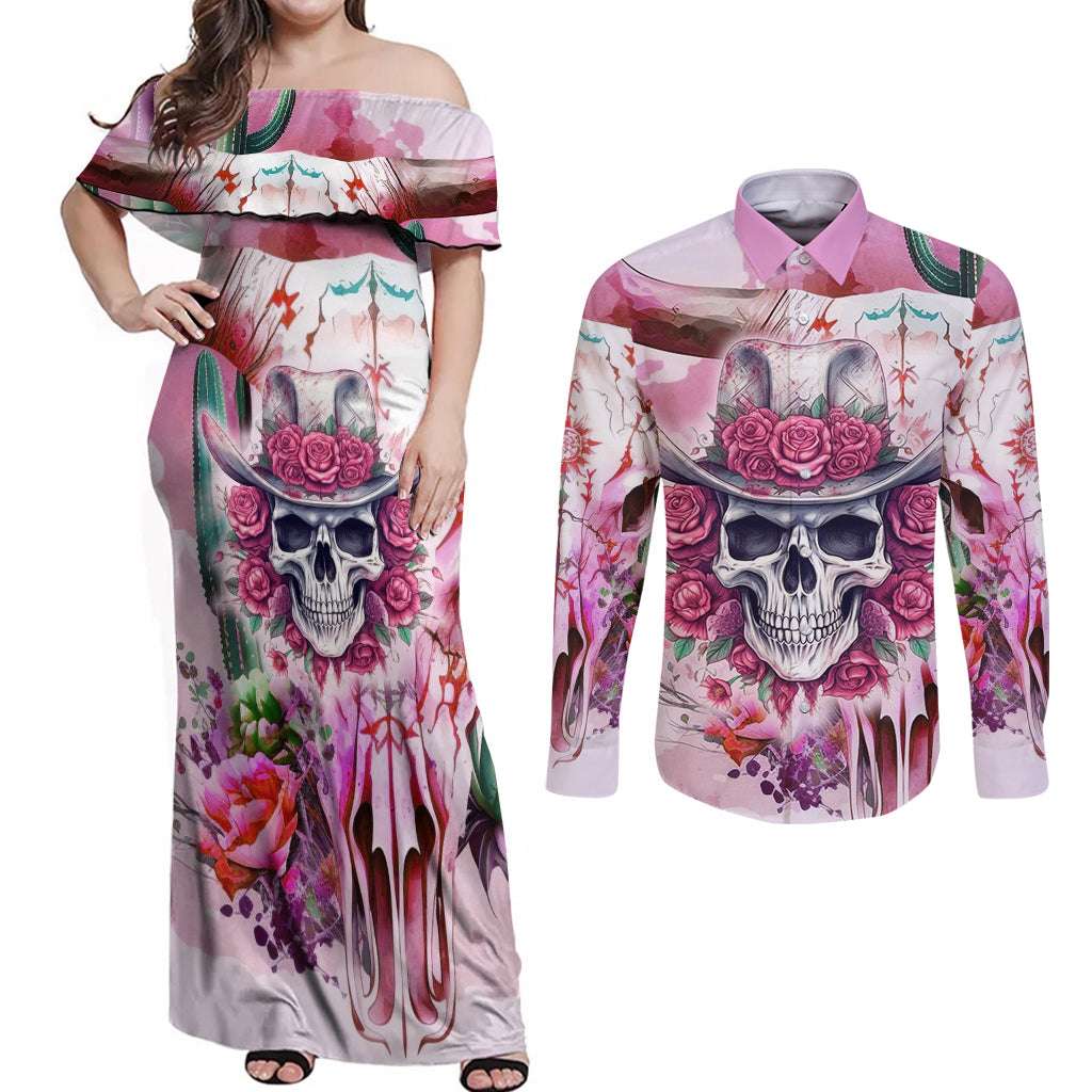 I May Not Be Perfect But At Least I Am Not Fake Skull Couples Matching Off Shoulder Maxi Dress and Long Sleeve Button Shirts - Wonder Print Shop