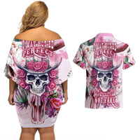 I May Not Be Perfect But At Least I Am Not Fake Skull Couples Matching Off Shoulder Short Dress and Hawaiian Shirt - Wonder Print Shop