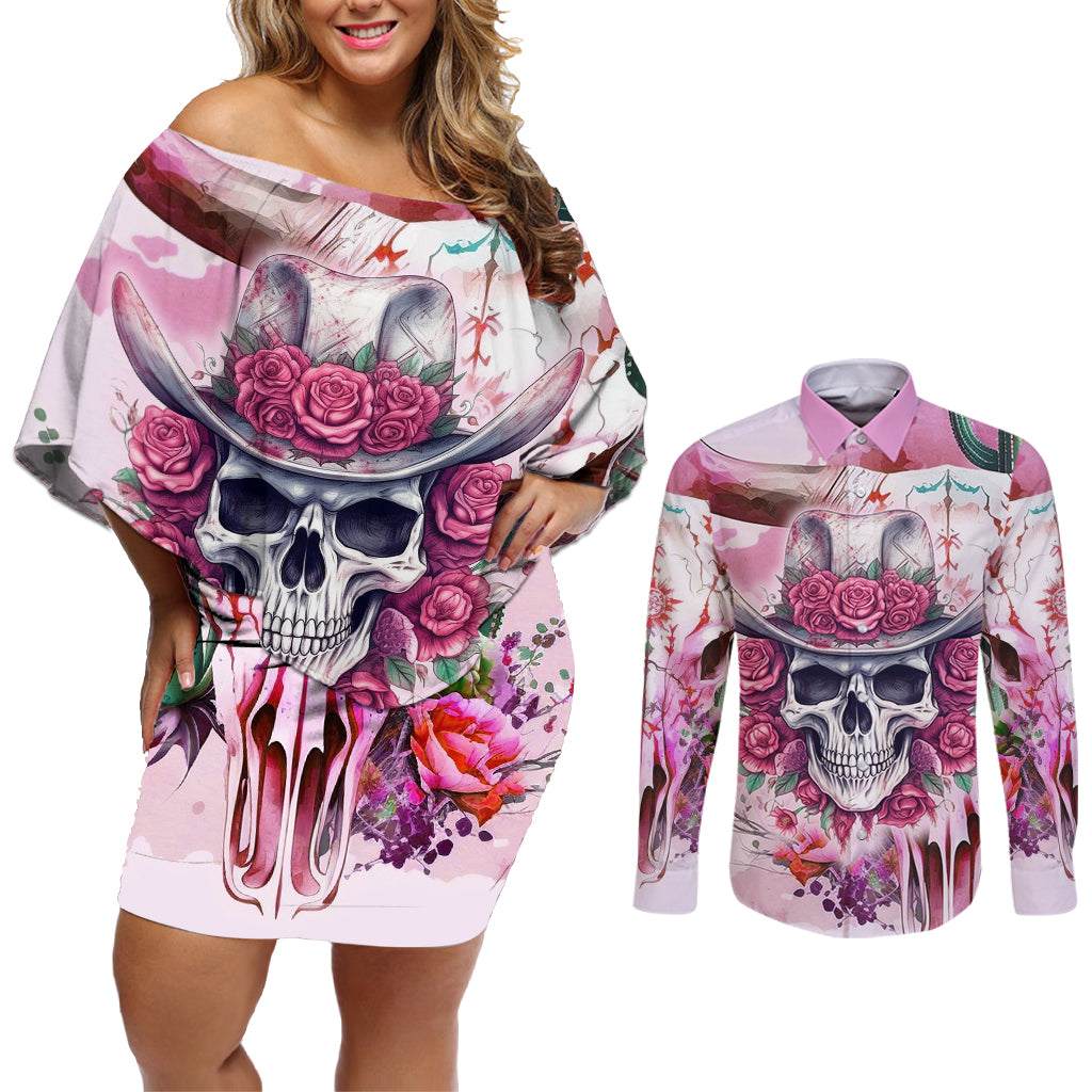I May Not Be Perfect But At Least I Am Not Fake Skull Couples Matching Off Shoulder Short Dress and Long Sleeve Button Shirts - Wonder Print Shop