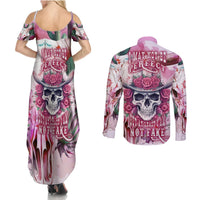 I May Not Be Perfect But At Least I Am Not Fake Skull Couples Matching Summer Maxi Dress and Long Sleeve Button Shirts - Wonder Print Shop