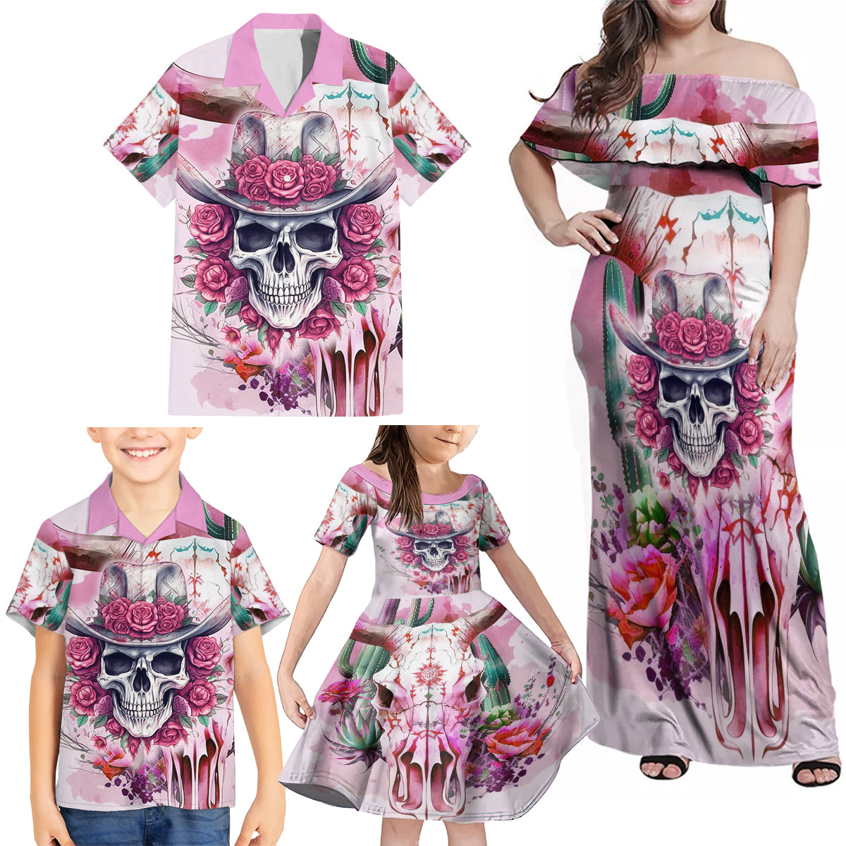 I May Not Be Perfect But At Least I Am Not Fake Skull Family Matching Off Shoulder Maxi Dress and Hawaiian Shirt - Wonder Print Shop
