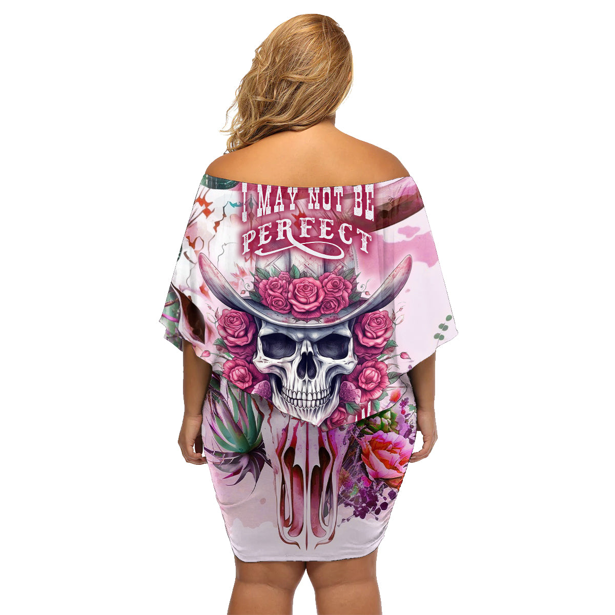 I May Not Be Perfect But At Least I Am Not Fake Skull Family Matching Off Shoulder Short Dress and Hawaiian Shirt - Wonder Print Shop