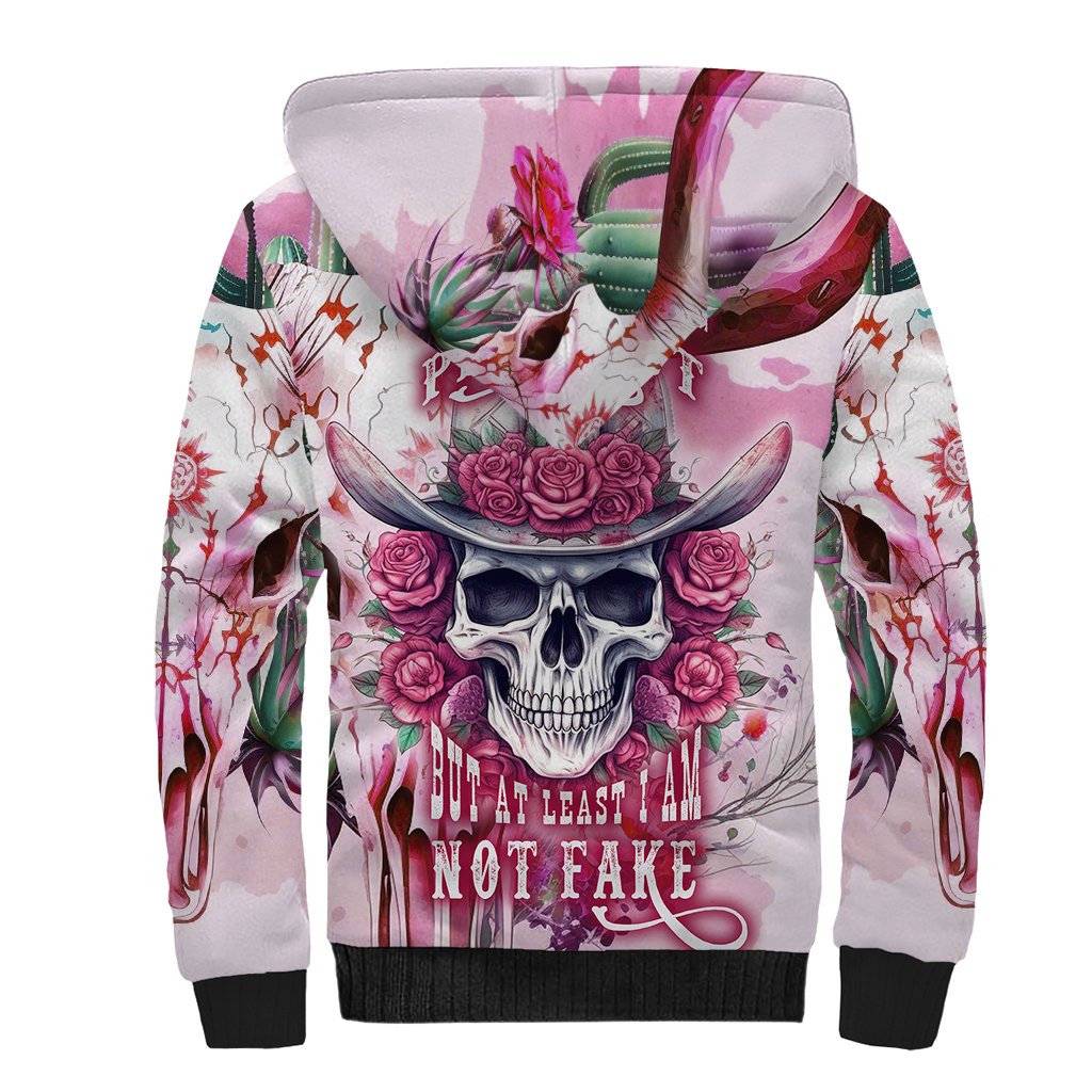 I May Not Be Perfect But At Least I Am Not Fake Skull Sherpa Hoodie - Wonder Print Shop