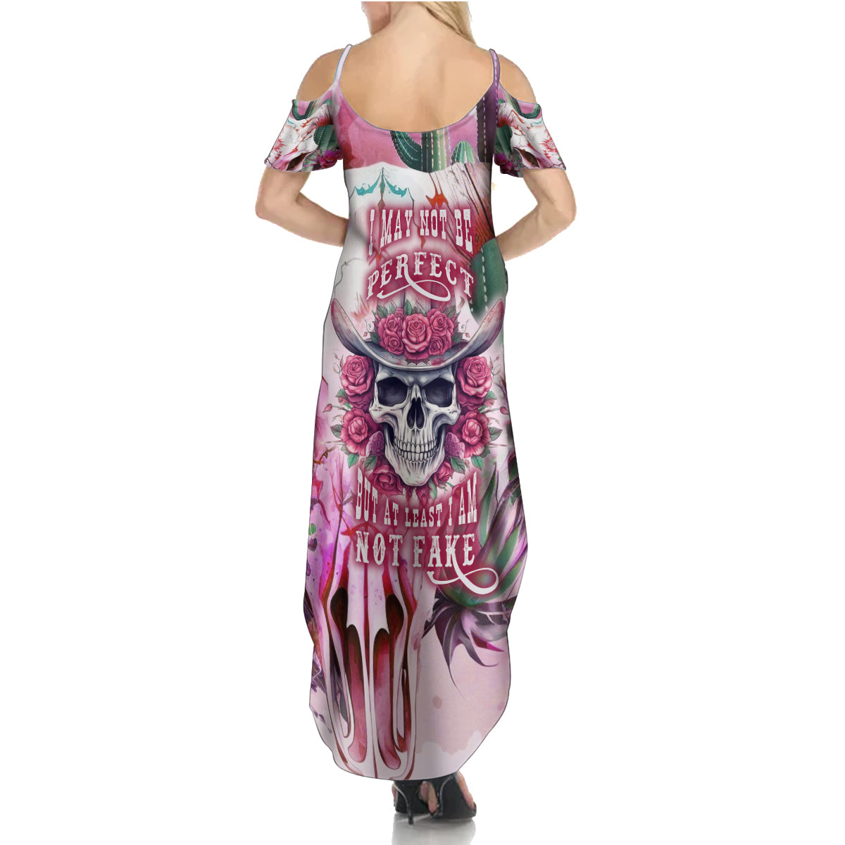 I May Not Be Perfect But At Least I Am Not Fake Skull Summer Maxi Dress - Wonder Print Shop