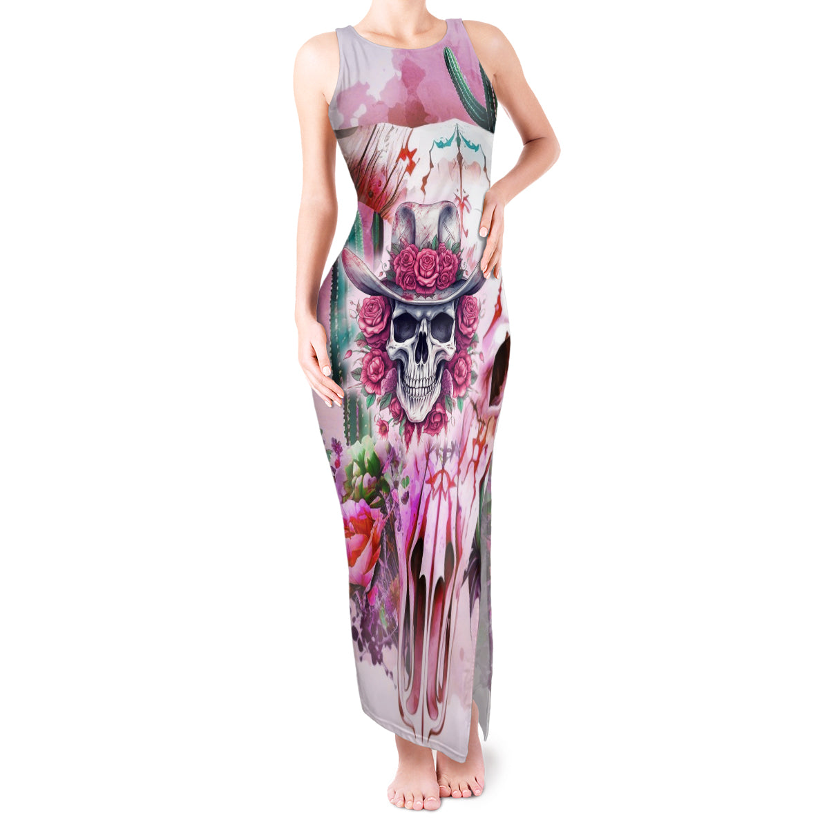 I May Not Be Perfect But At Least I Am Not Fake Skull Tank Maxi Dress - Wonder Print Shop
