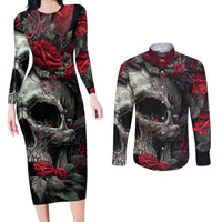 I'm Blunt Because God Rolled Me That Way Skull Couples Matching Long Sleeve Bodycon Dress and Long Sleeve Button Shirts - Wonder Print Shop