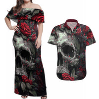I'm Blunt Because God Rolled Me That Way Skull Couples Matching Off Shoulder Maxi Dress and Hawaiian Shirt - Wonder Print Shop