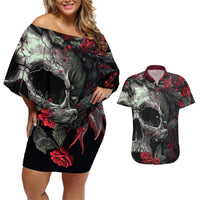 I'm Blunt Because God Rolled Me That Way Skull Couples Matching Off Shoulder Short Dress and Hawaiian Shirt - Wonder Print Shop
