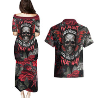 I'm Blunt Because God Rolled Me That Way Skull Couples Matching Puletasi Dress and Hawaiian Shirt - Wonder Print Shop