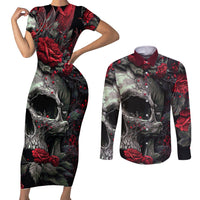 I'm Blunt Because God Rolled Me That Way Skull Couples Matching Short Sleeve Bodycon Dress and Long Sleeve Button Shirts - Wonder Print Shop