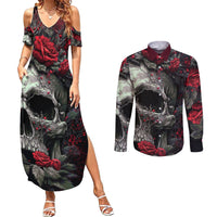 I'm Blunt Because God Rolled Me That Way Skull Couples Matching Summer Maxi Dress and Long Sleeve Button Shirts - Wonder Print Shop