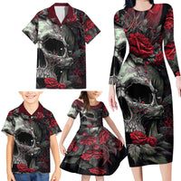 I'm Blunt Because God Rolled Me That Way Skull Family Matching Long Sleeve Bodycon Dress and Hawaiian Shirt - Wonder Print Shop