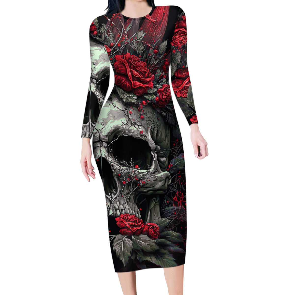 I'm Blunt Because God Rolled Me That Way Skull Family Matching Long Sleeve Bodycon Dress and Hawaiian Shirt - Wonder Print Shop