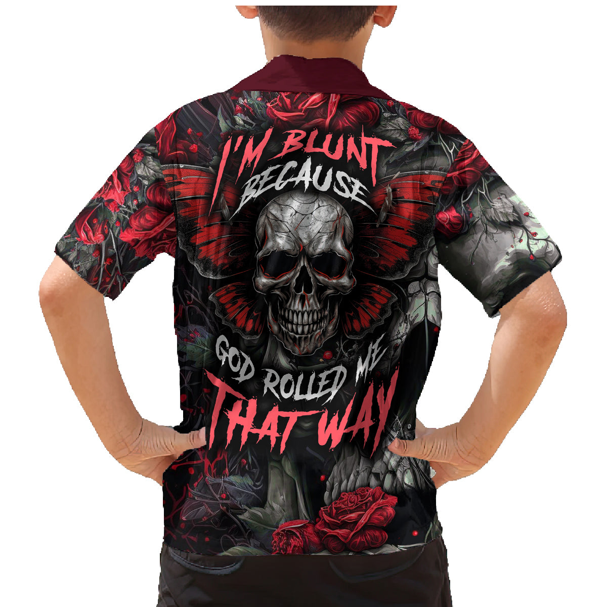 I'm Blunt Because God Rolled Me That Way Skull Family Matching Mermaid Dress and Hawaiian Shirt - Wonder Print Shop