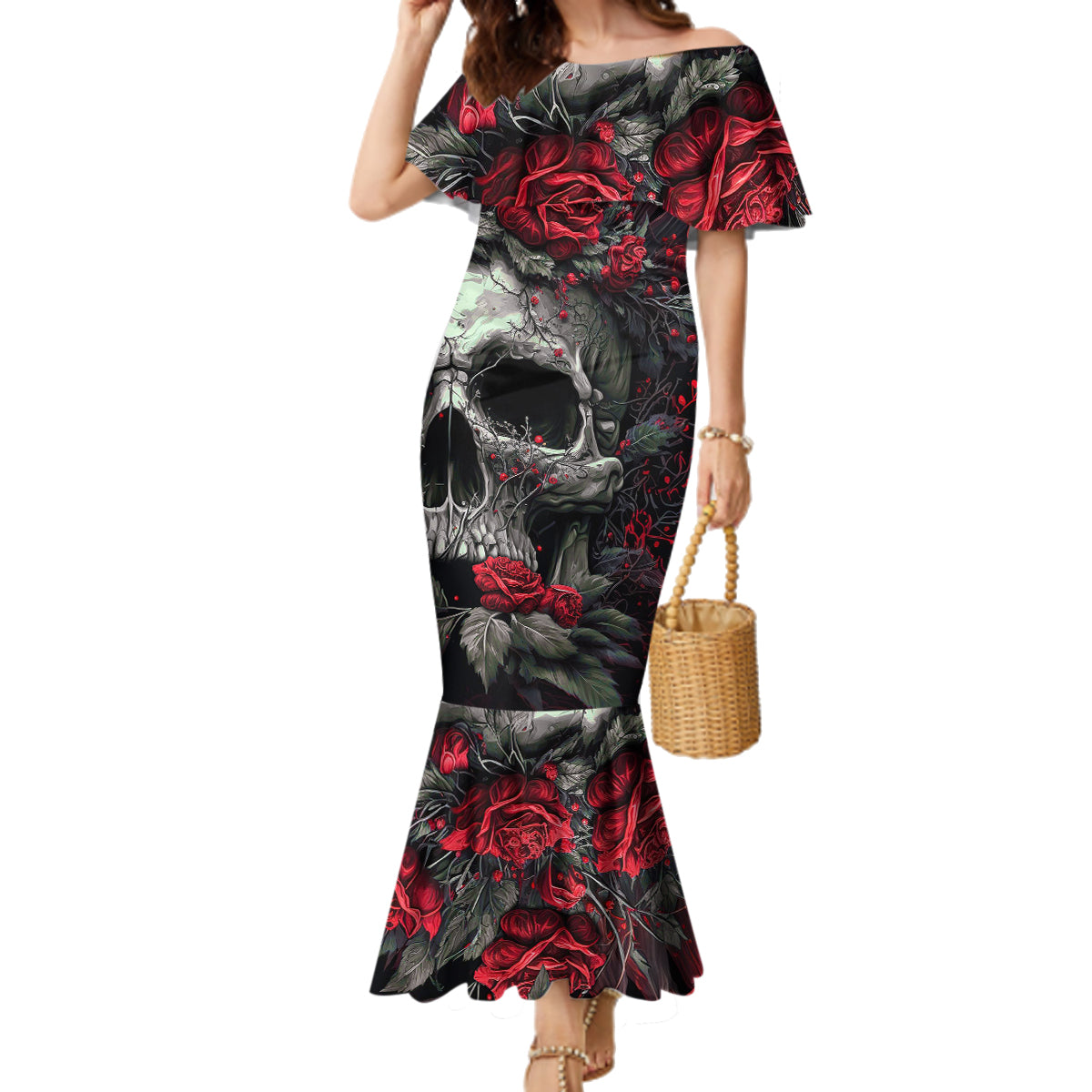 I'm Blunt Because God Rolled Me That Way Skull Family Matching Mermaid Dress and Hawaiian Shirt - Wonder Print Shop